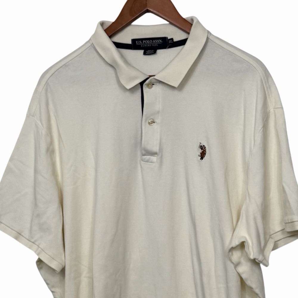 U.S. Polo Assn Polo Shirt Men's 3XL Off White Short Sleeve Classic Fit Logo